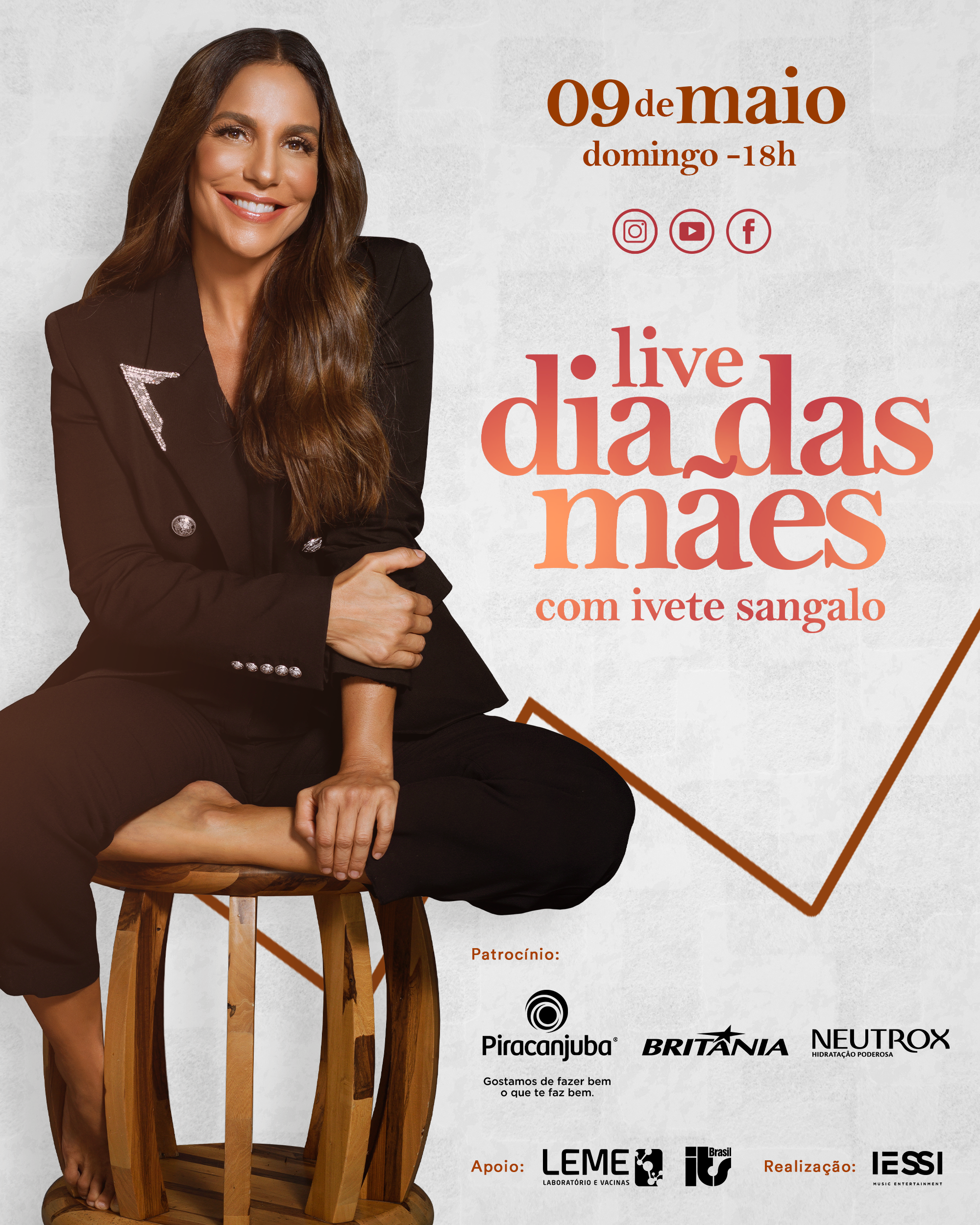 Ivete Sangalo fará live especial no domingo de Dia das Mães